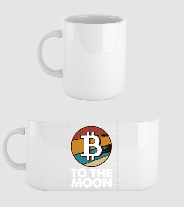 Bitcoin to the moon model alb pe tricou