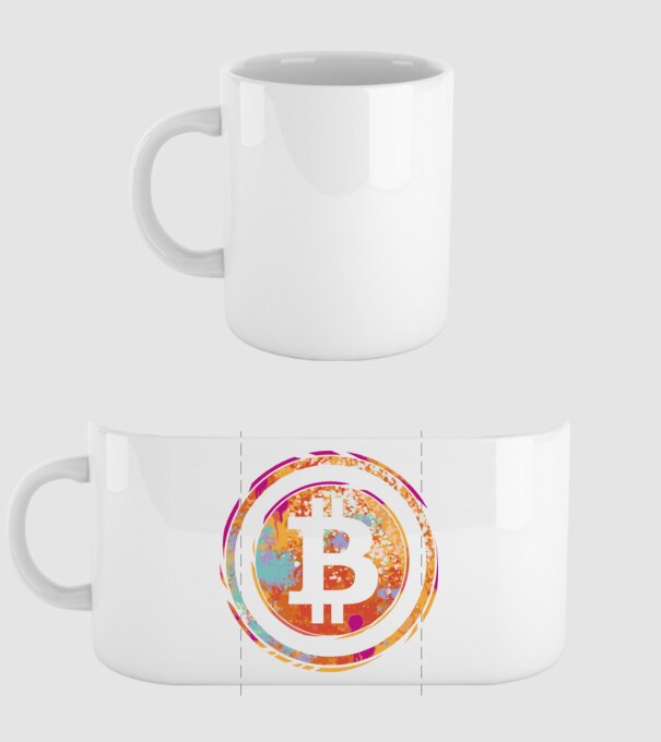 Bitcoin Watercolor model alb pe tricou