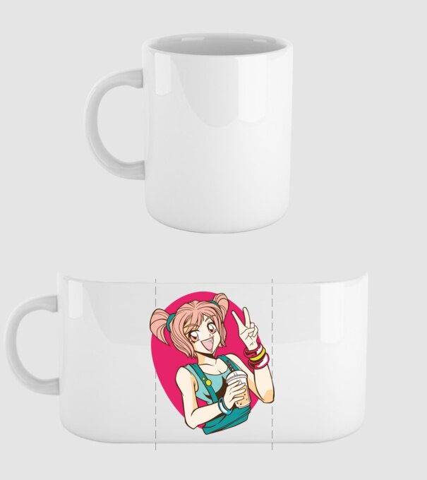 Bobba fată Anime model alb pe tricou
