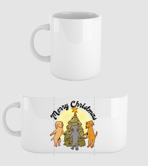 Crăciun fericit cu câine model alb pe tricou