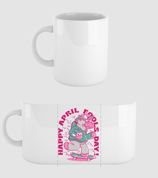 Ziua proștilor Unicorn model alb pe tricou