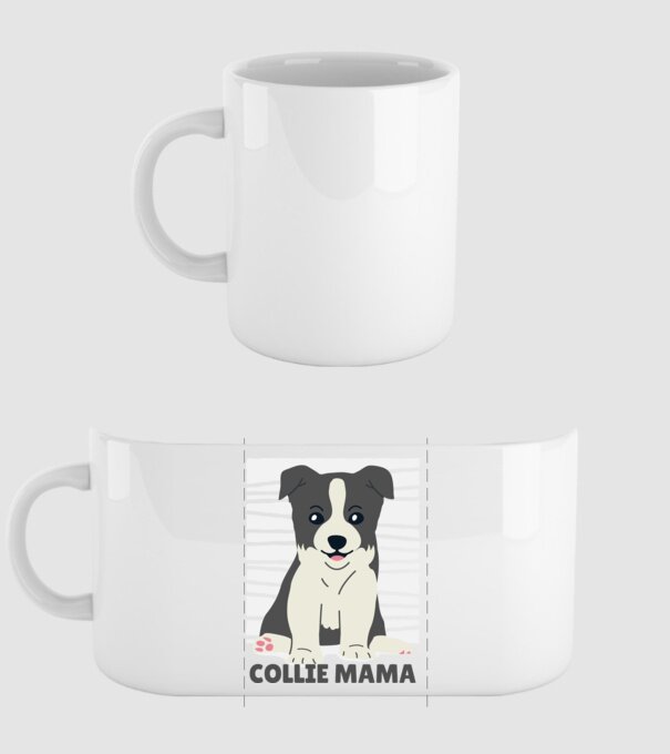 Border Collie Mamă model alb pe tricou