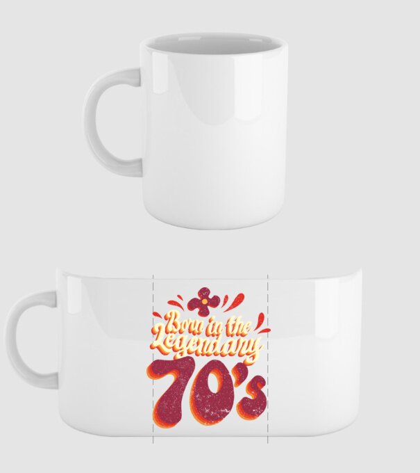 'Born in the Legendary 70''s' model alb pe tricou