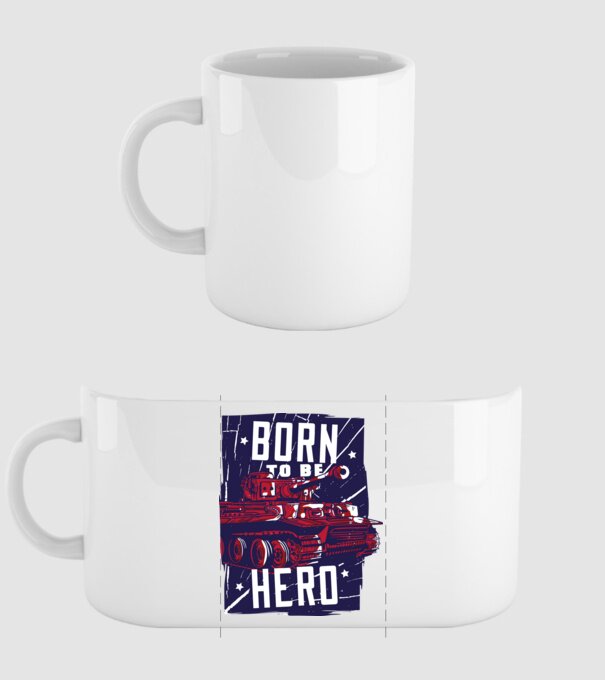 Born To be A Hero cu tanc model alb pe tricou