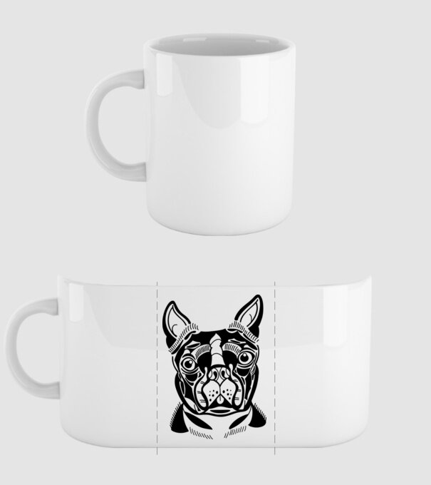 Câine Boston Terrier model alb pe tricou