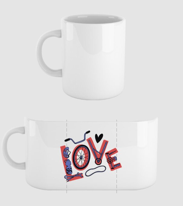 Love Bicicletă model alb pe tricou