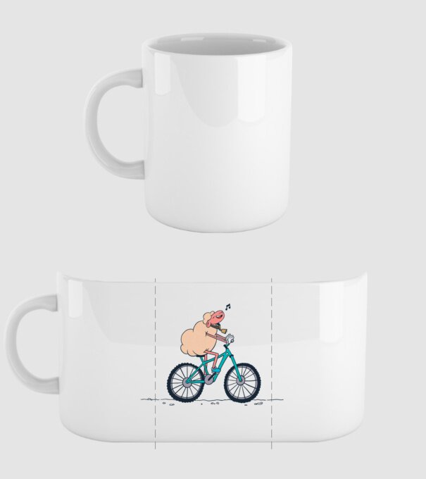 Miel cu bicicletă model alb pe tricou
