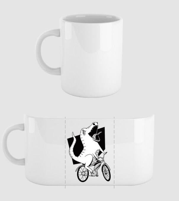 Dinozaur cu bicicletă model alb pe tricou