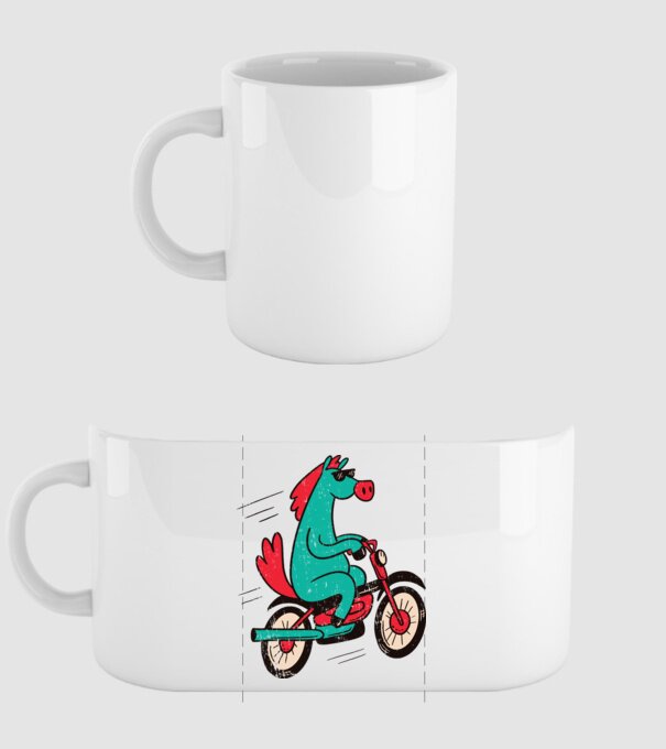 Cal cu bicicletă model alb pe tricou