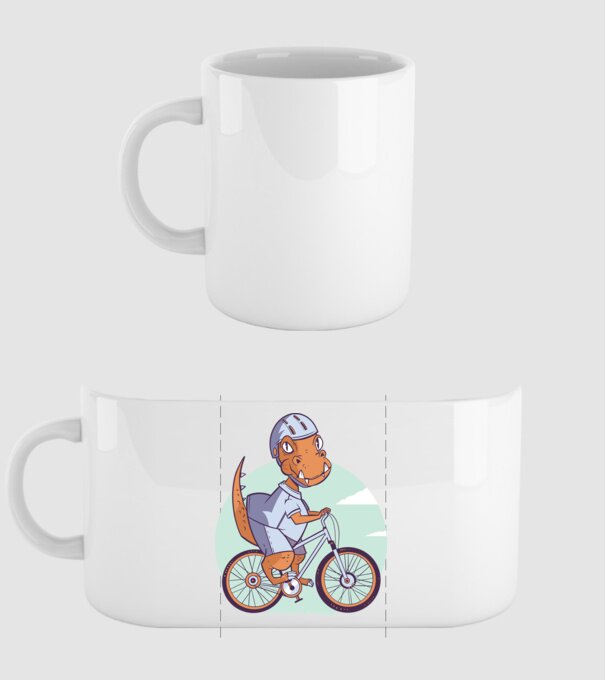 Dinozaur de T-Rex cu bicicletă model alb pe tricou