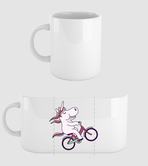 unicorn cu bicicletă model alb pe tricou