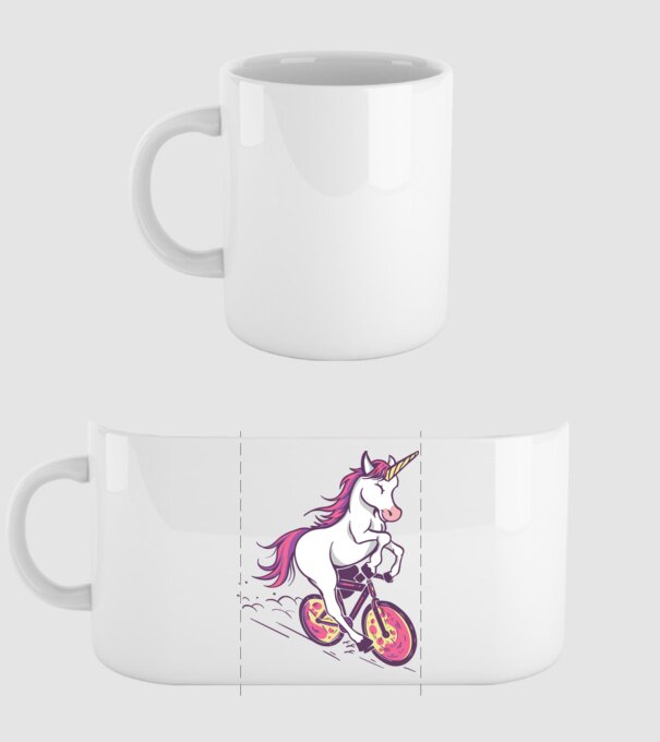 unicorn cu bicicletă model alb pe tricou