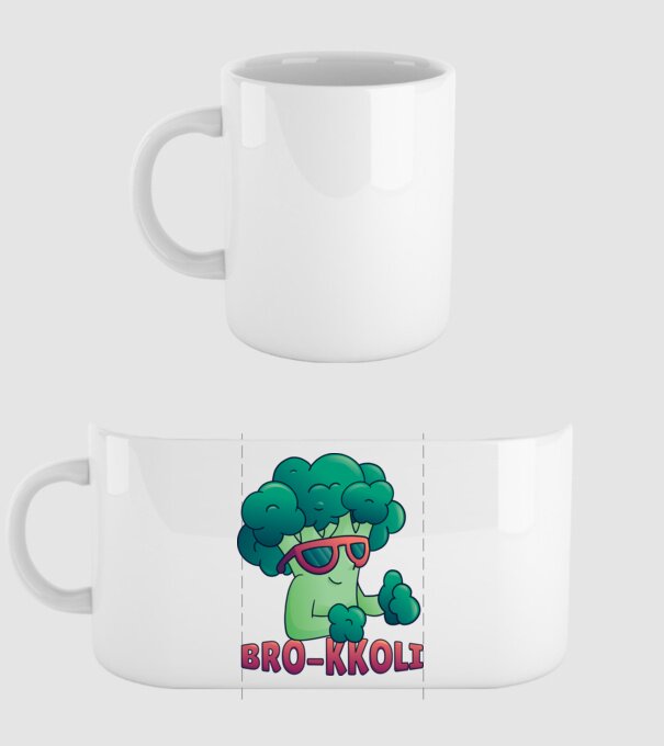 Broccoli model alb pe tricou