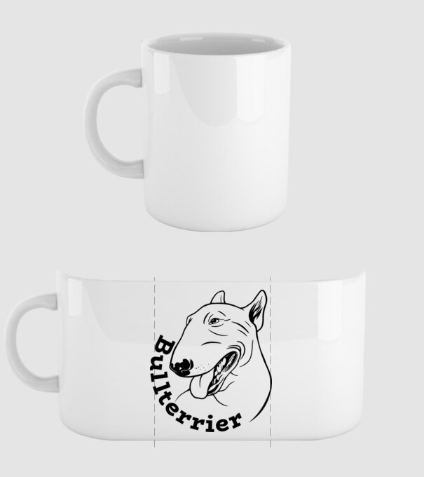 Bull Terrier model alb pe tricou