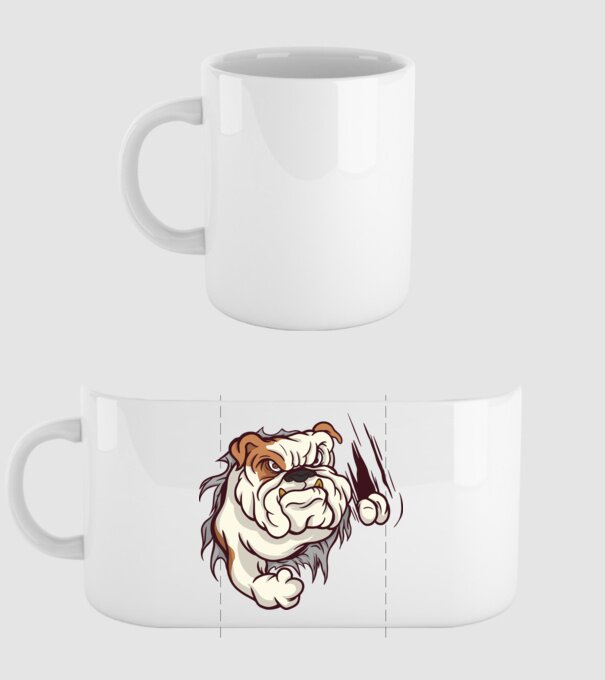 Bulldog model alb pe tricou