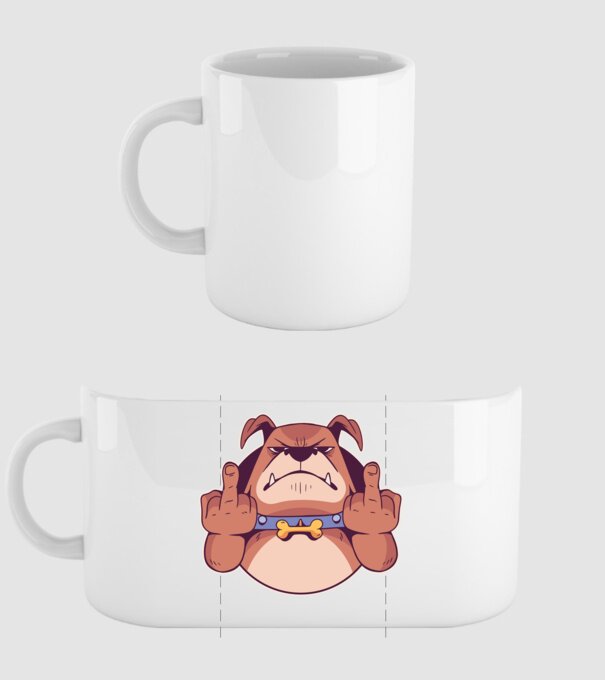 Bulldog arată degetul model alb pe tricou