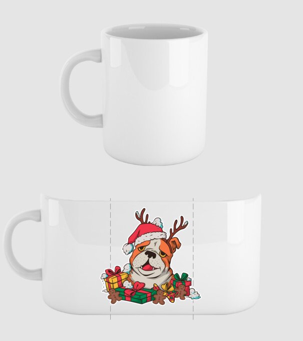 Bulldog de Crăciun model alb pe tricou