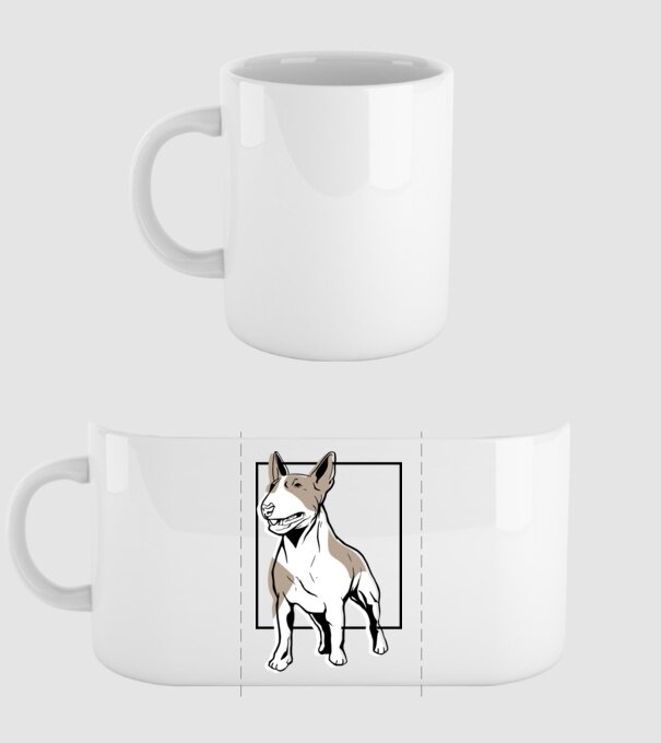 Tricou cu Câine Bull Terrier model alb pe tricou