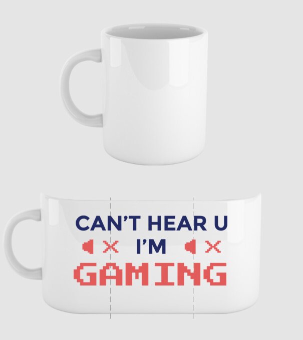 'Can''t hear U - I''m Gaming' model alb pe tricou
