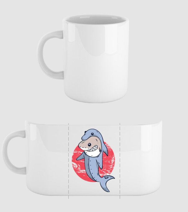 Rechin în costum de delfin model alb pe tricou