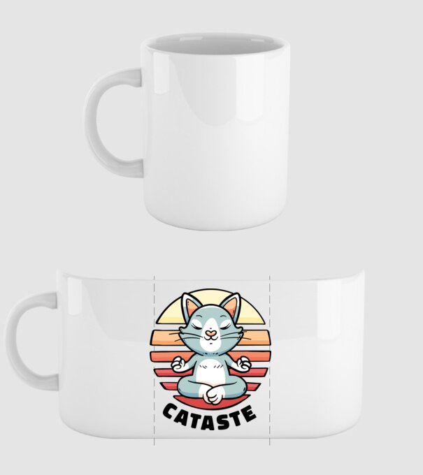 Pisică Cataste meditație model alb pe tricou