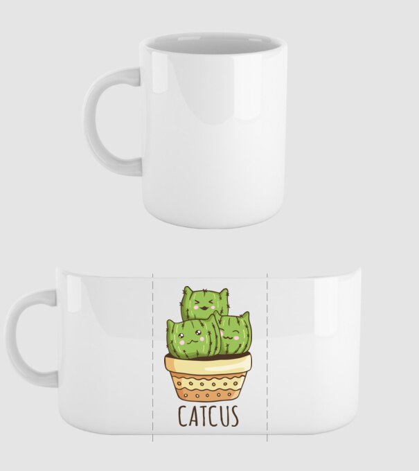 Catcus Pisică Cactus model alb pe tricou