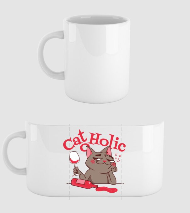 Catoholic - iubitor de pisici model alb pe tricou
