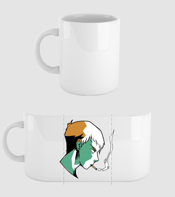 Anime băiat fumător model alb pe tricou