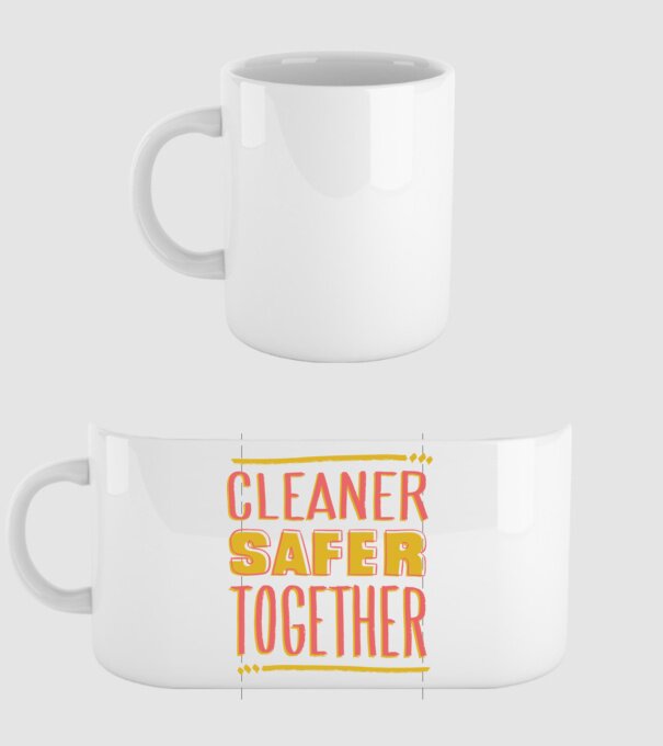 Cleaner Safer Together model alb pe tricou