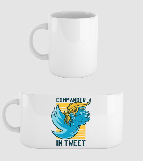 Commander in Tweet - Trump model alb pe tricou