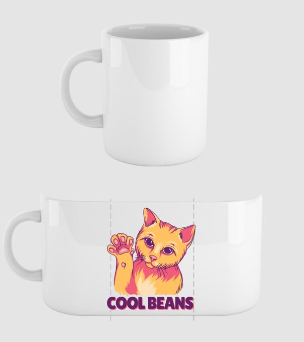 Cool Beans - talpă pisică model alb pe tricou