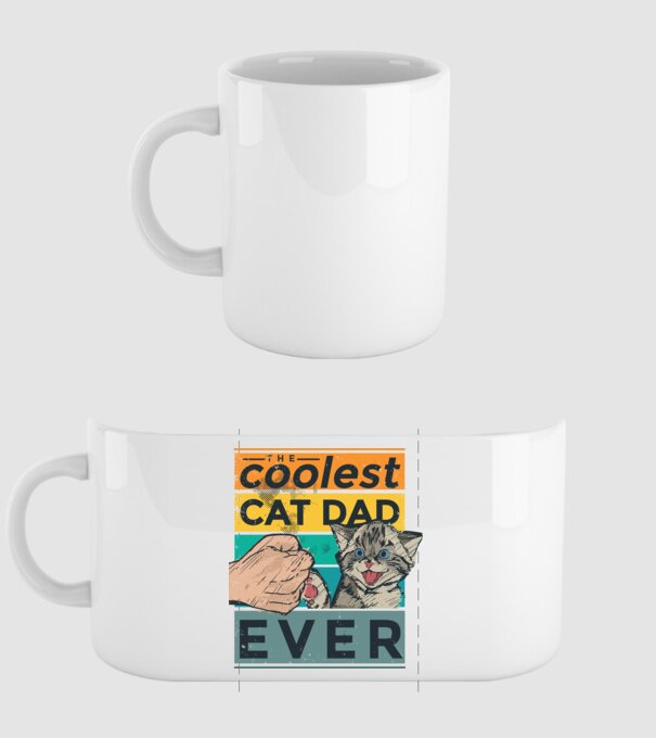 Coolest Cat Dad Ever - Cel mai tare tată cu pisică model alb pe tricou