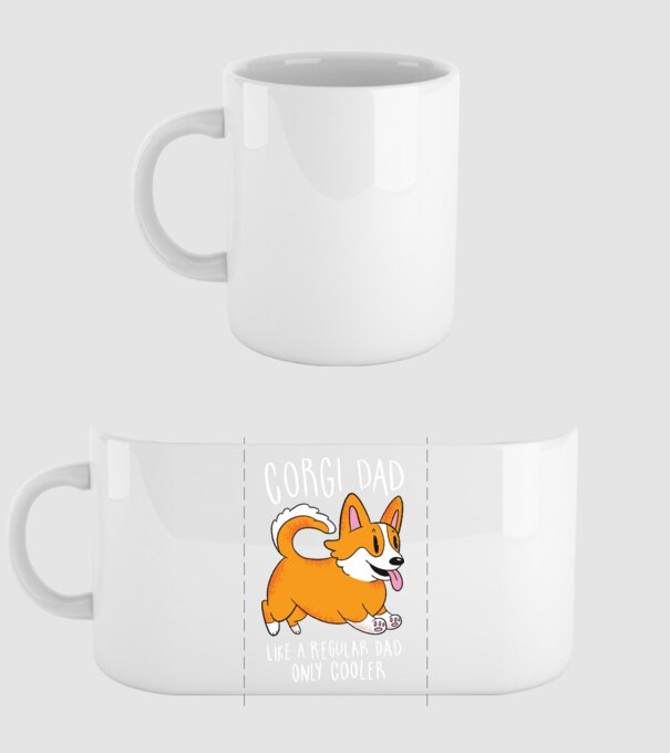 Tată de Corgi model alb pe tricou