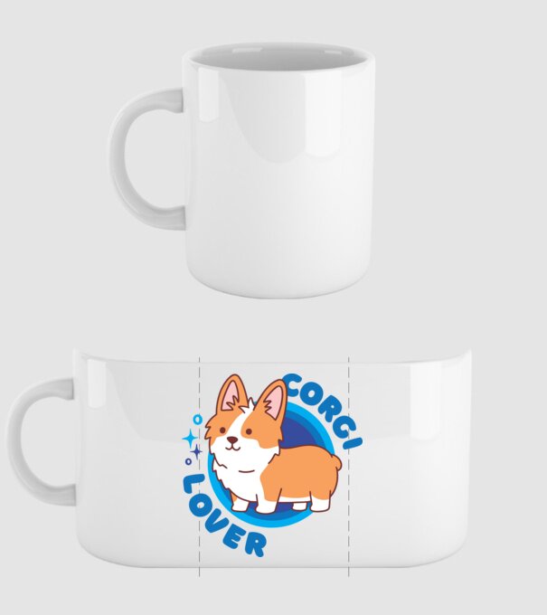 Corgi Lover model alb pe tricou