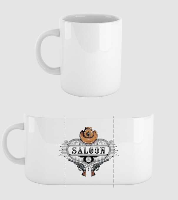 Cowboy saloon western model alb pe tricou