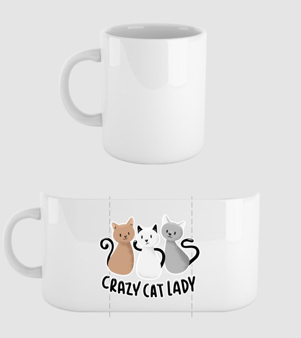 Crazy Cat Lady - fată nebună cu pisică model alb pe tricou
