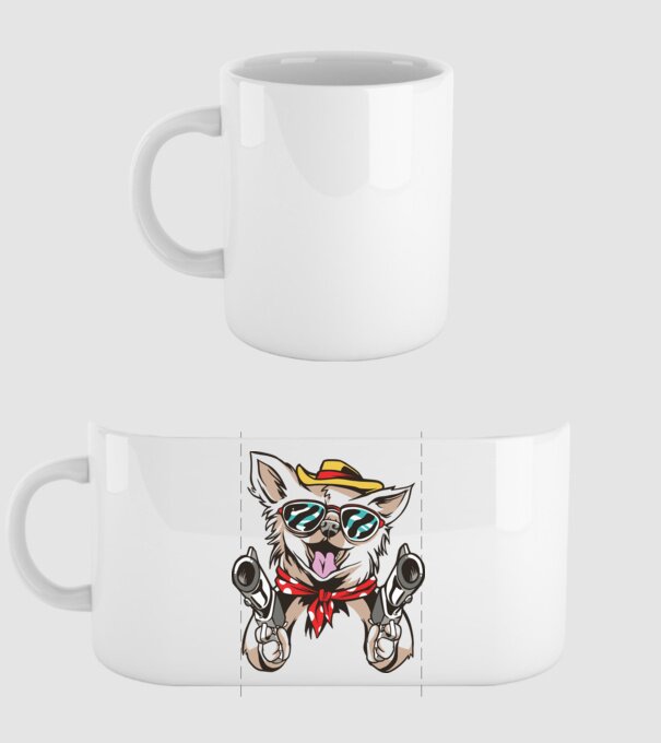 Chihuahua cu Pistol model alb pe tricou