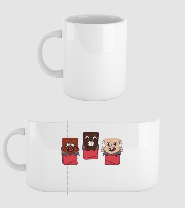 Trio de ciocolată model alb pe tricou