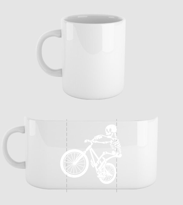 Biciclist schelet model alb pe tricou