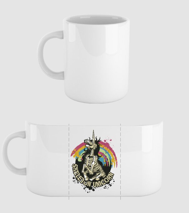 Schelet unicorn model alb pe tricou