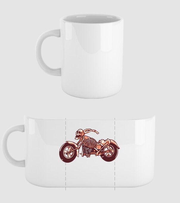 Motocicletă cu Schelet model alb pe tricou