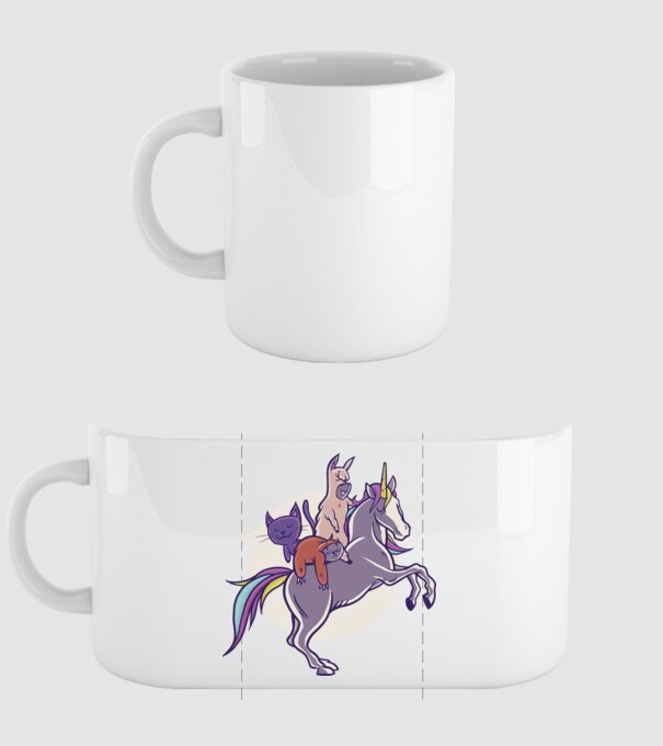 Animale drăguțe pe Unicorn model alb pe tricou