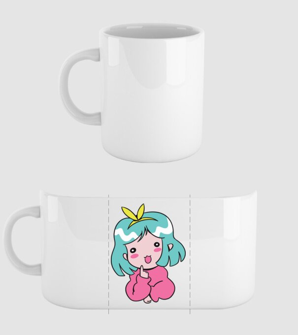 Fetiță drăguță Anime model alb pe tricou