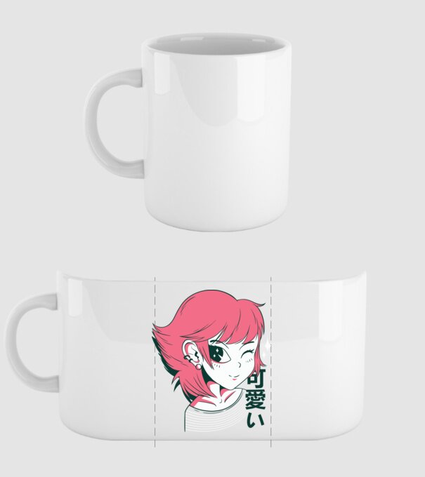 Fată drăguță Anime model alb pe tricou