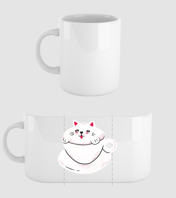Tricou cafea cu pisică drăguță model alb pe tricou