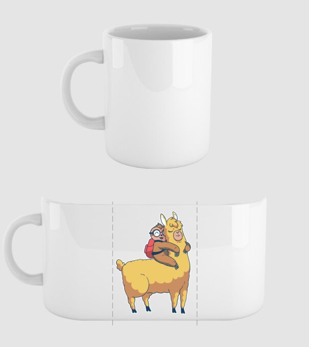 Leneș drăguț cu Lama școlar model alb pe tricou
