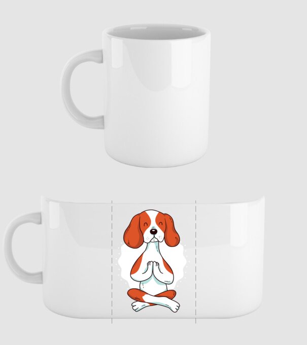 Yoga Drăguț Câine Beagle model alb pe tricou
