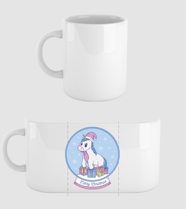Glob de zăpadă drăguț, de Crăciun, cu Unicorn model alb pe tricou