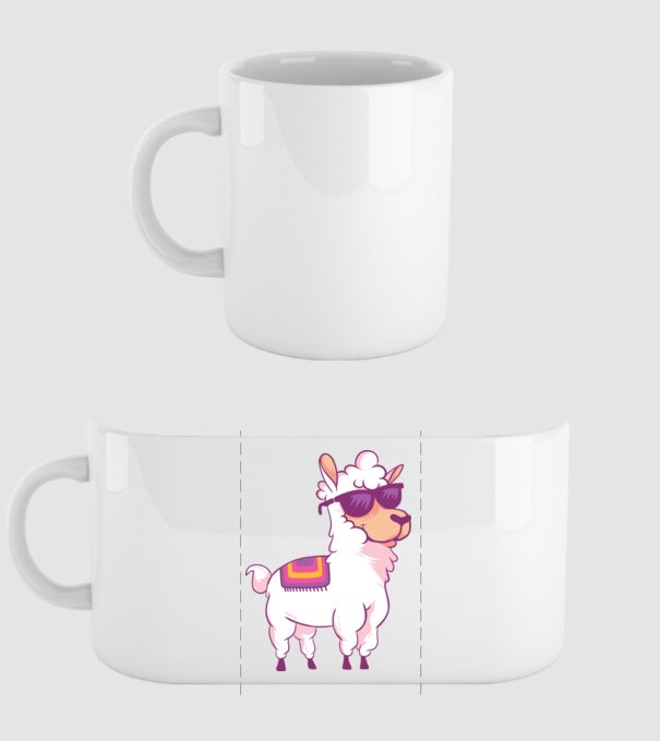 Llama drăguț model alb pe tricou