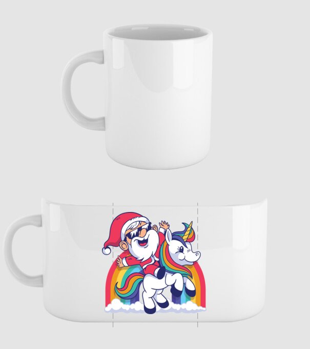 Moș Crăciun Drăguț Unicorn tricou model alb pe tricou